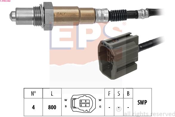 EPS 1.998.562 - Sonda lambda www.autoricambi360.it