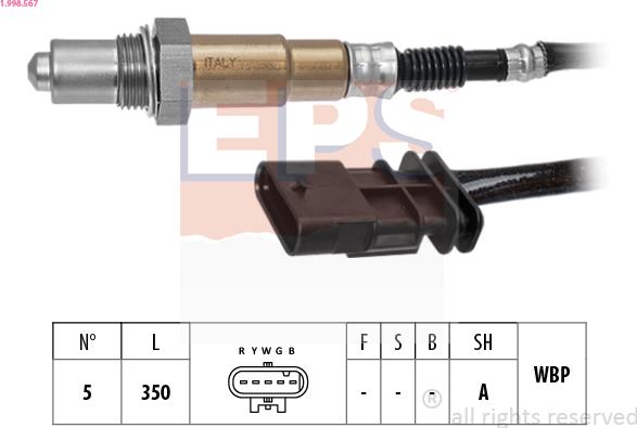 EPS 1.998.567 - Sonda lambda www.autoricambi360.it