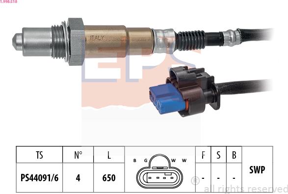 EPS 1.998.518 - Sonda lambda www.autoricambi360.it