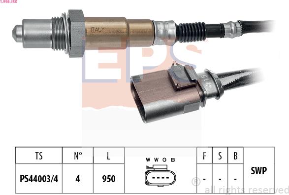 EPS 1.998.350 - Sonda lambda www.autoricambi360.it