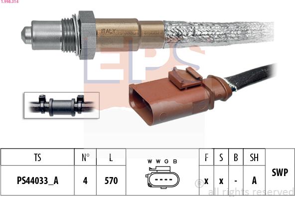 EPS 1.998.314 - Sonda lambda www.autoricambi360.it