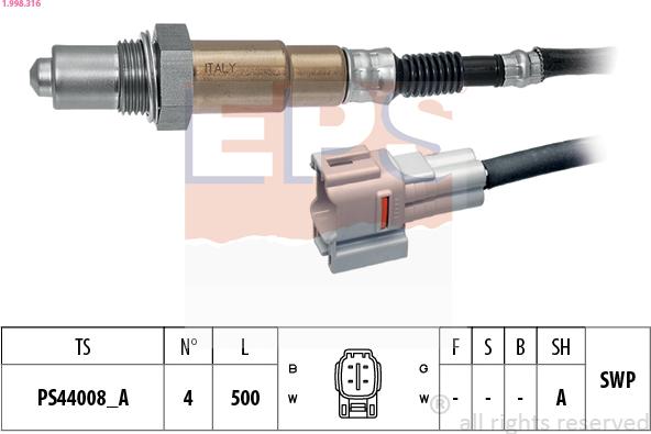 EPS 1.998.316 - Sonda lambda www.autoricambi360.it