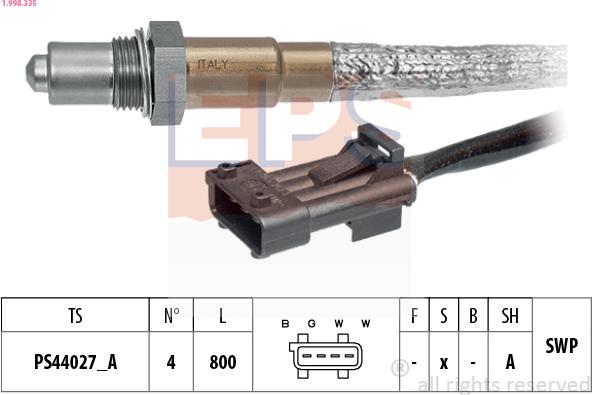 EPS 1.998.335 - Sonda lambda www.autoricambi360.it