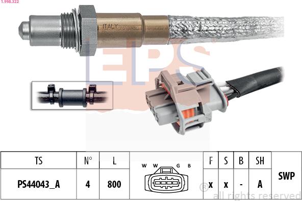 EPS 1.998.322 - Sonda lambda www.autoricambi360.it
