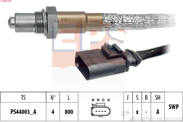 EPS 1.998.250 - Sonda lambda www.autoricambi360.it