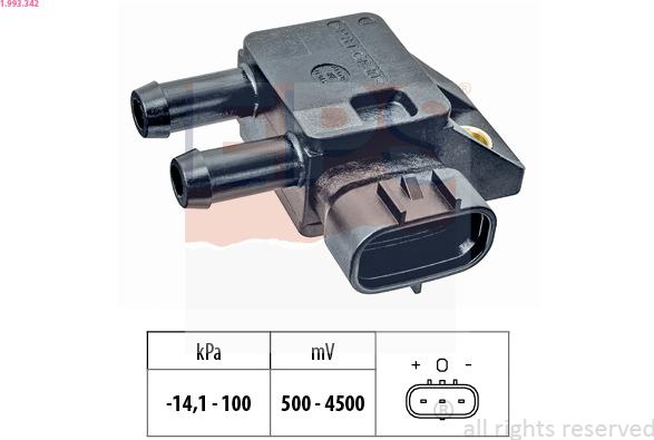 EPS 1.993.342 - Sensore, Pressione gas scarico www.autoricambi360.it