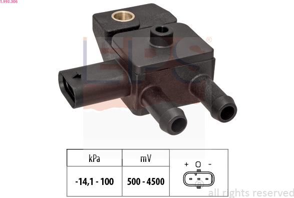 EPS 1.993.306 - Sensore, Pressione gas scarico www.autoricambi360.it