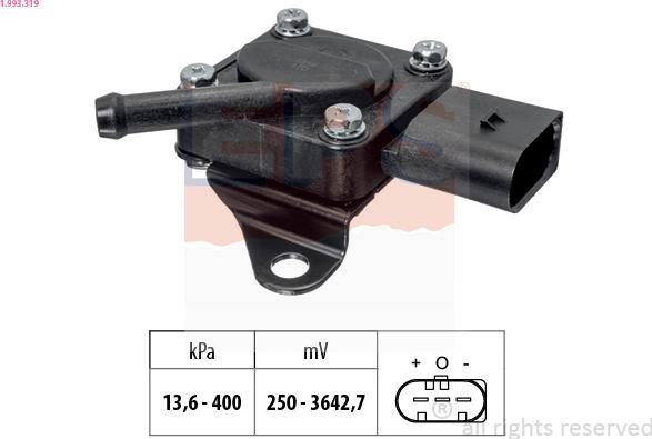 EPS 1.993.319 - Sensore, Pressione gas scarico www.autoricambi360.it
