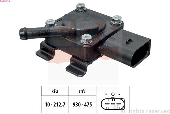 EPS 1.993.312 - Sensore, Pressione gas scarico www.autoricambi360.it