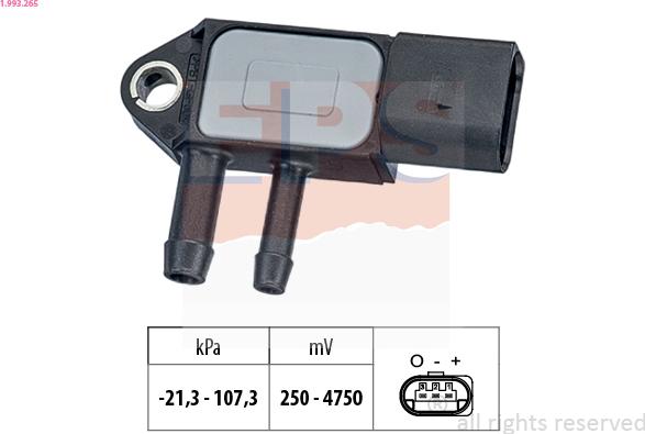 EPS 1.993.265 - Sensore, Pressione gas scarico www.autoricambi360.it