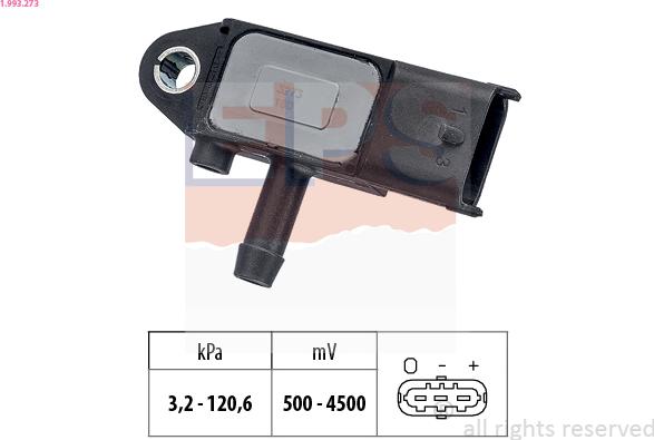 EPS 1.993.273 - Sensore, Pressione gas scarico www.autoricambi360.it
