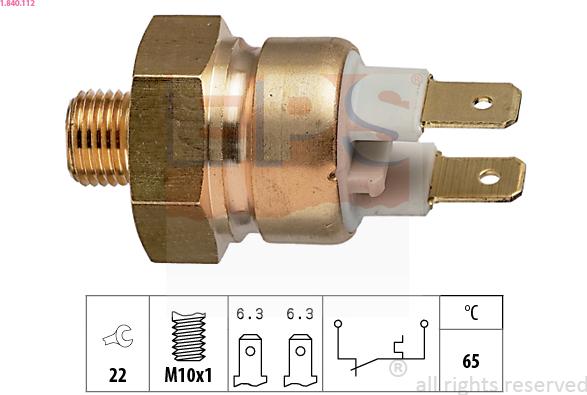 EPS 1.840.112 - Termocontatto, Ventola radiatore www.autoricambi360.it