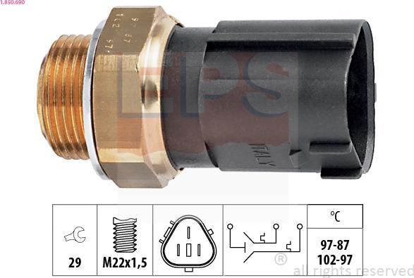 EPS 1.850.690 - Termocontatto, Ventola radiatore www.autoricambi360.it