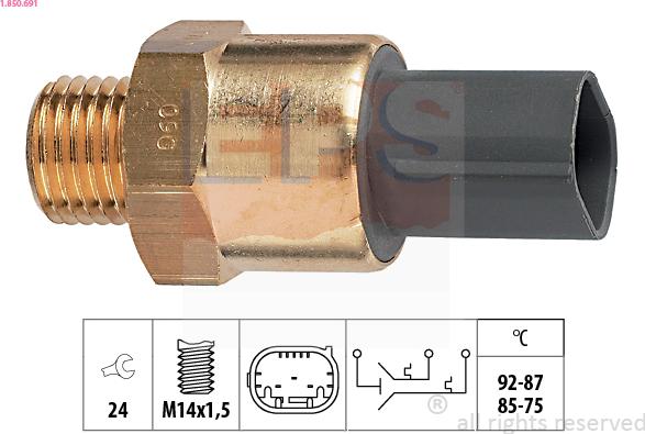 EPS 1.850.691 - Termocontatto, Ventola radiatore www.autoricambi360.it