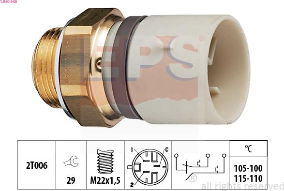 EPS 1.850.648 - Termocontatto, Ventola radiatore www.autoricambi360.it