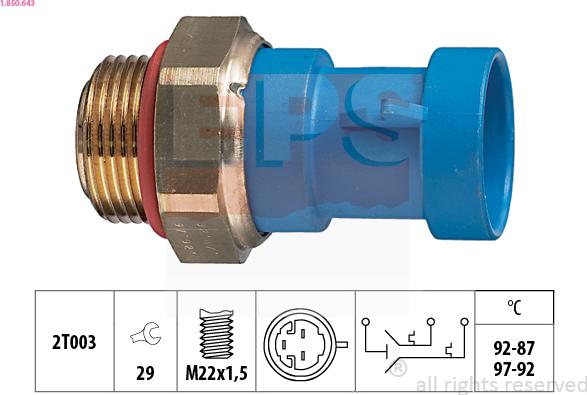 EPS 1.850.643 - Termocontatto, Ventola radiatore www.autoricambi360.it