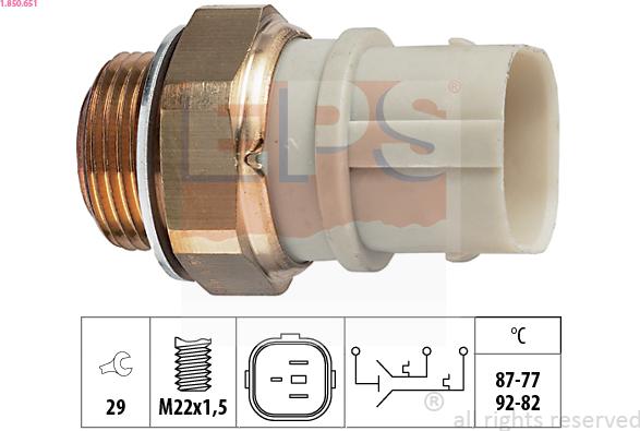 EPS 1.850.651 - Termocontatto, Ventola radiatore www.autoricambi360.it
