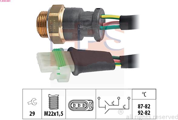 EPS 1.850.661 - Termocontatto, Ventola radiatore www.autoricambi360.it