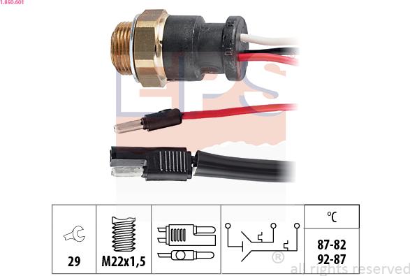 EPS 1.850.601 - Termocontatto, Ventola radiatore www.autoricambi360.it