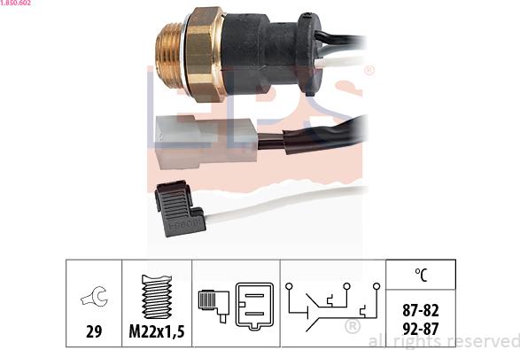 EPS 1.850.602 - Termocontatto, Ventola radiatore www.autoricambi360.it