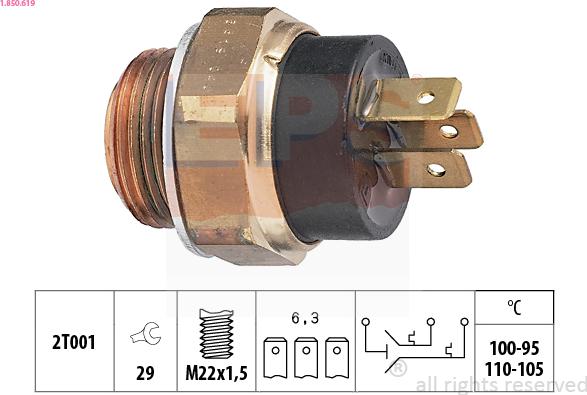 EPS 1.850.619 - Termocontatto, Ventola radiatore www.autoricambi360.it