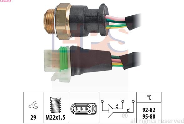 EPS 1.850.618 - Termocontatto, Ventola radiatore www.autoricambi360.it