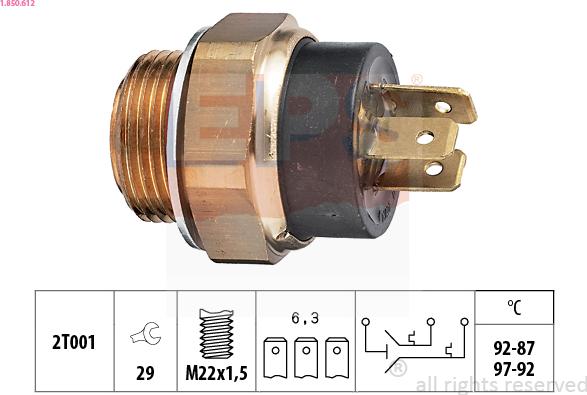 EPS 1.850.612 - Termocontatto, Ventola radiatore www.autoricambi360.it