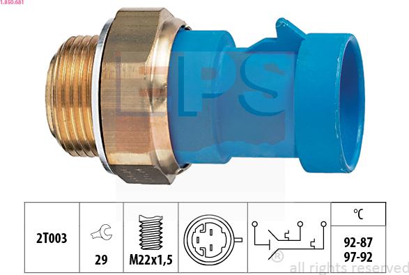 EPS 1.850.681 - Termocontatto, Ventola radiatore www.autoricambi360.it