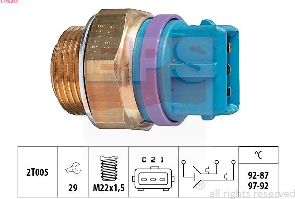 EPS 1.850.629 - Termocontatto, Ventola radiatore www.autoricambi360.it