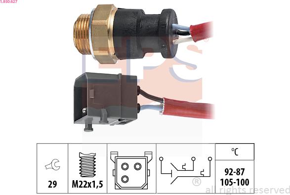 EPS 1.850.627 - Termocontatto, Ventola radiatore www.autoricambi360.it