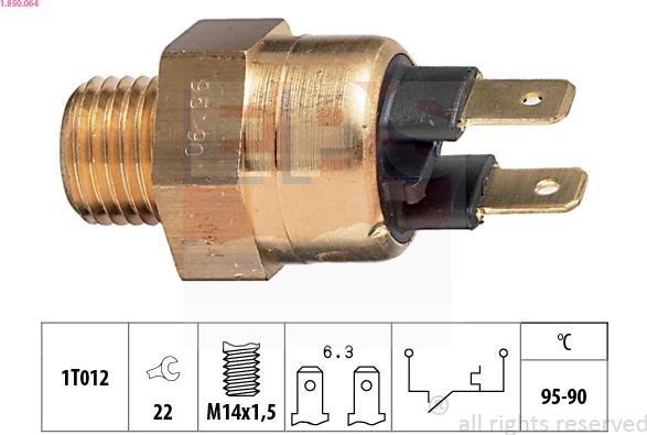 EPS 1.850.064 - Termocontatto, Ventola radiatore www.autoricambi360.it