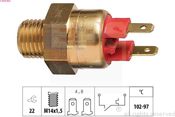 EPS 1.850.063 - Termocontatto, Ventola radiatore www.autoricambi360.it