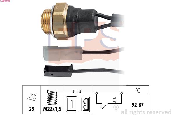 EPS 1.850.001 - Termocontatto, Ventola radiatore www.autoricambi360.it