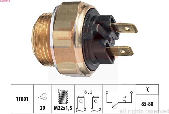 EPS 1.850.018 - Termocontatto, Ventola radiatore www.autoricambi360.it