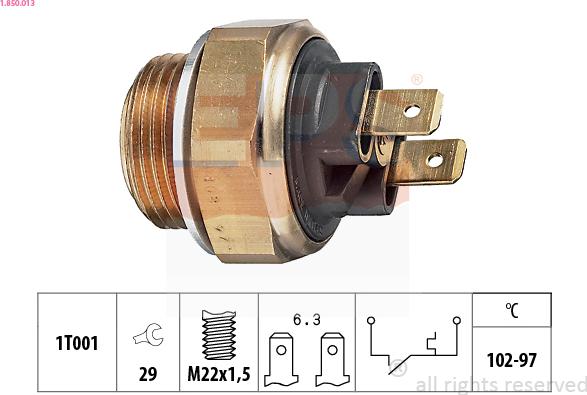 EPS 1.850.013 - Termocontatto, Ventola radiatore www.autoricambi360.it