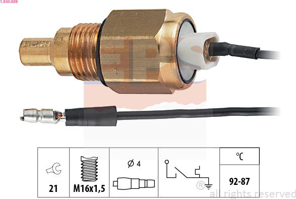 EPS 1.850.039 - Termocontatto, Ventola radiatore www.autoricambi360.it