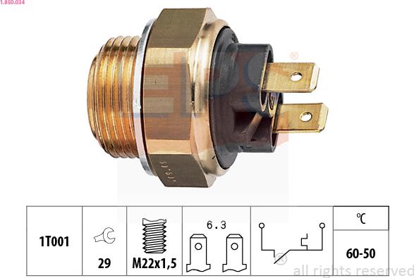 EPS 1.850.034 - Termocontatto, Ventola radiatore www.autoricambi360.it