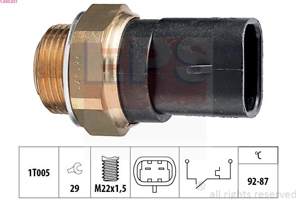 EPS 1.850.031 - Termocontatto, Ventola radiatore www.autoricambi360.it