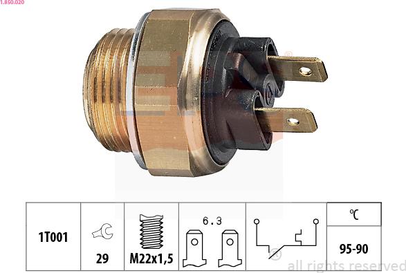 EPS 1.850.020 - Termocontatto, Ventola radiatore www.autoricambi360.it