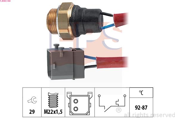 EPS 1.850.144 - Termocontatto, Ventola radiatore www.autoricambi360.it