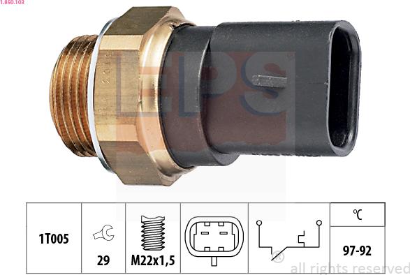 EPS 1.850.103 - Termocontatto, Ventola radiatore www.autoricambi360.it