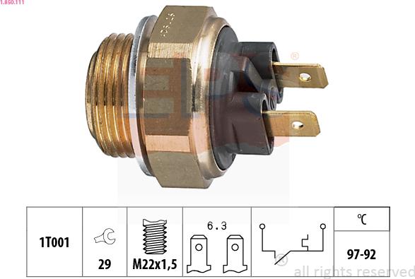 EPS 1.850.111 - Termocontatto, Ventola radiatore www.autoricambi360.it