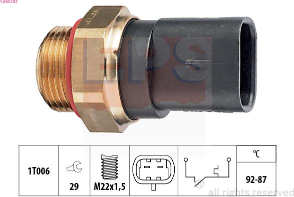 EPS 1.850.187 - Termocontatto, Ventola radiatore www.autoricambi360.it