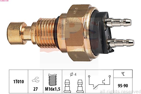 EPS 1.850.139 - Termocontatto, Ventola radiatore www.autoricambi360.it