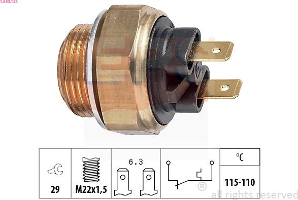 EPS 1.850.135 - Termocontatto, Ventola radiatore www.autoricambi360.it