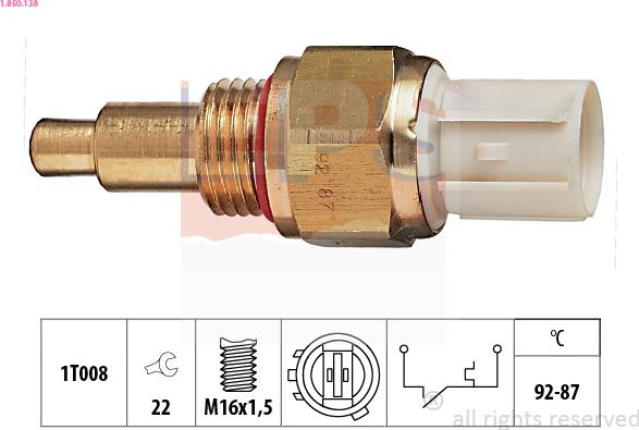 EPS 1.850.138 - Termocontatto, Ventola radiatore www.autoricambi360.it