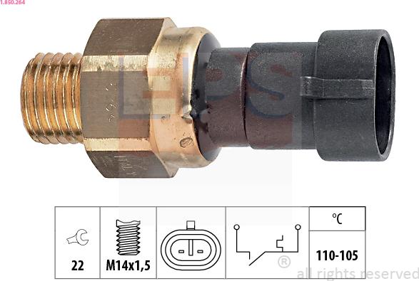 EPS 1.850.264 - Termocontatto, Ventola radiatore www.autoricambi360.it