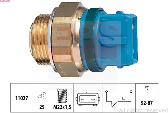 EPS 1.850.201 - Termocontatto, Ventola radiatore www.autoricambi360.it