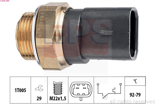EPS 1.850.288 - Termocontatto, Ventola radiatore www.autoricambi360.it
