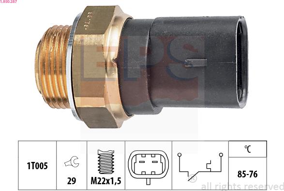 EPS 1.850.287 - Termocontatto, Ventola radiatore www.autoricambi360.it
